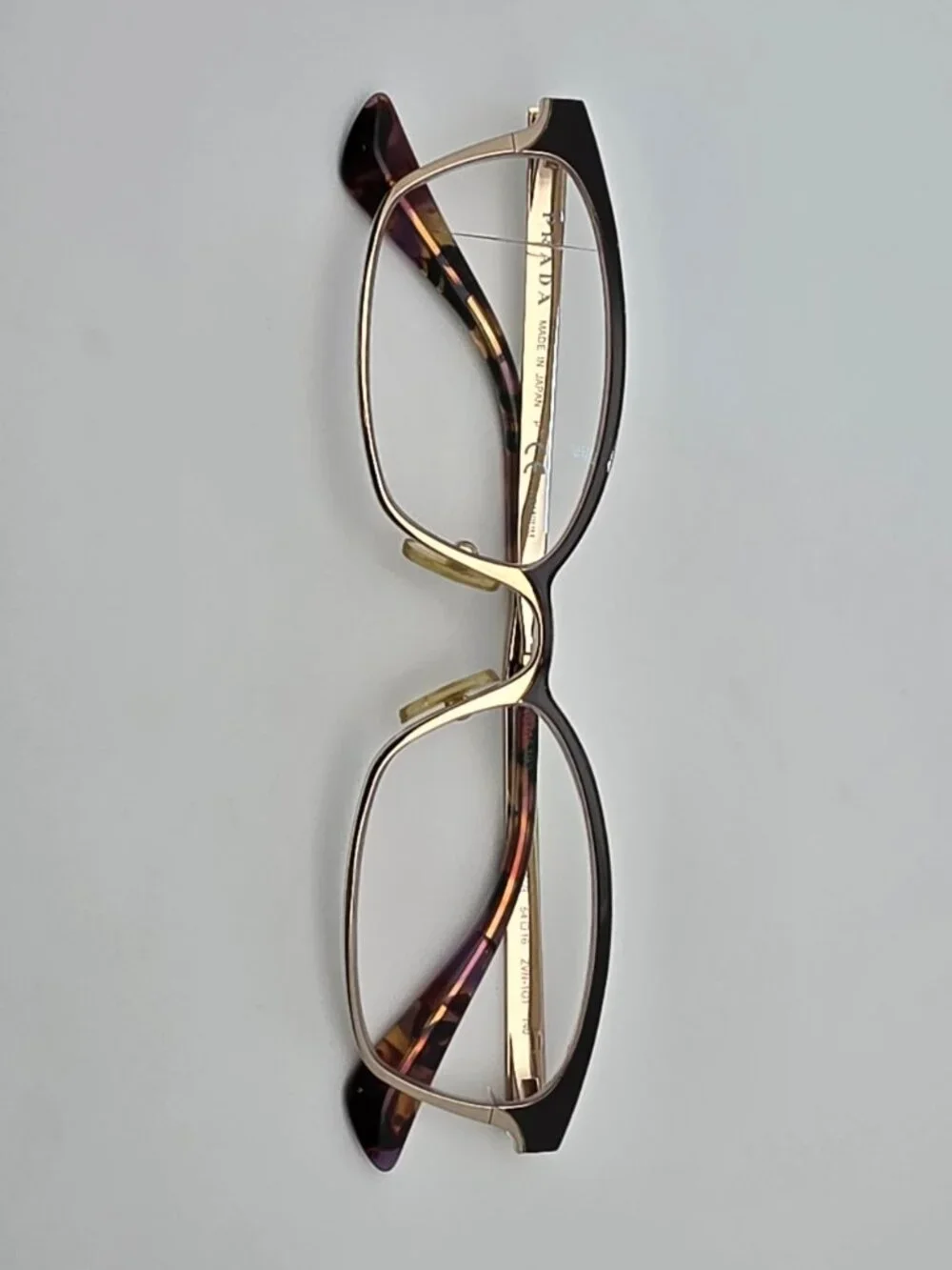 Prada VPR 50R ZVN-1O1 Brown Pale Gold Titanium Cat Eye Eyeglasses Frame Japan